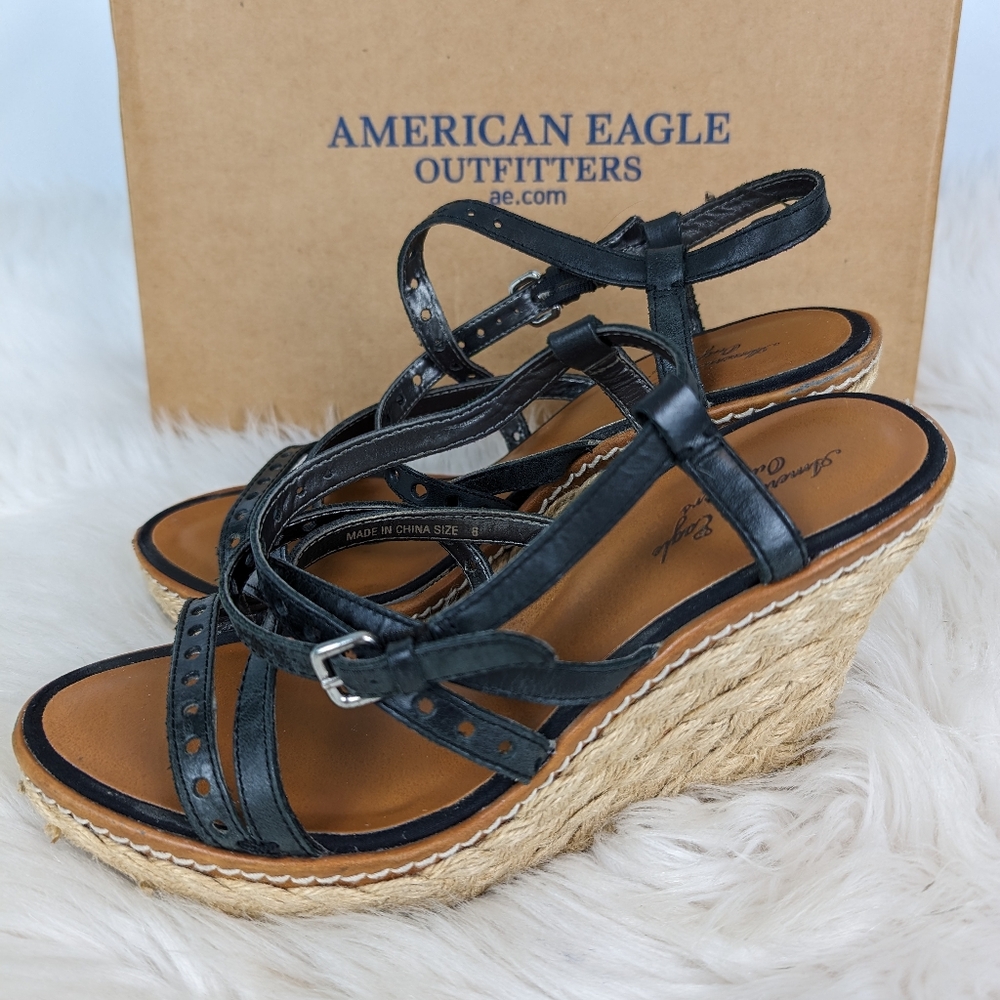 American Eagle Outfitters Holy Cutout Espadrille, women's size 6, black